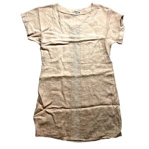 Valentina Naldi Dress Womens Small Rose Pink Short Sleeve Linen Mini